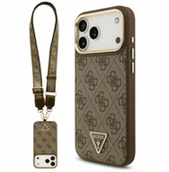 Etui i futerały do telefonów - Etui Guess 4G Triangle Logo & Big Strap Metal Buttons MagSafe do iPhone 17 Pro Max brązowy - miniaturka - grafika 1