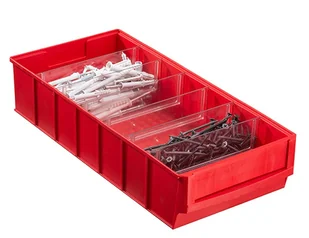 Allit Plastikowy pojemnik do regału Shelfpoj., 183 x 400 x 81 mm, czerwony 456551 - Pojemniki przemysłowe - miniaturka - grafika 1