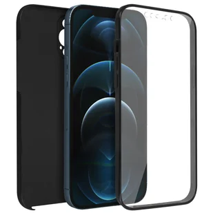 Etui 360° do iPhone'a 12 Pro Max Elastyczny przód i sztywny tył — czarne - Etui i futerały do telefonów - miniaturka - grafika 1