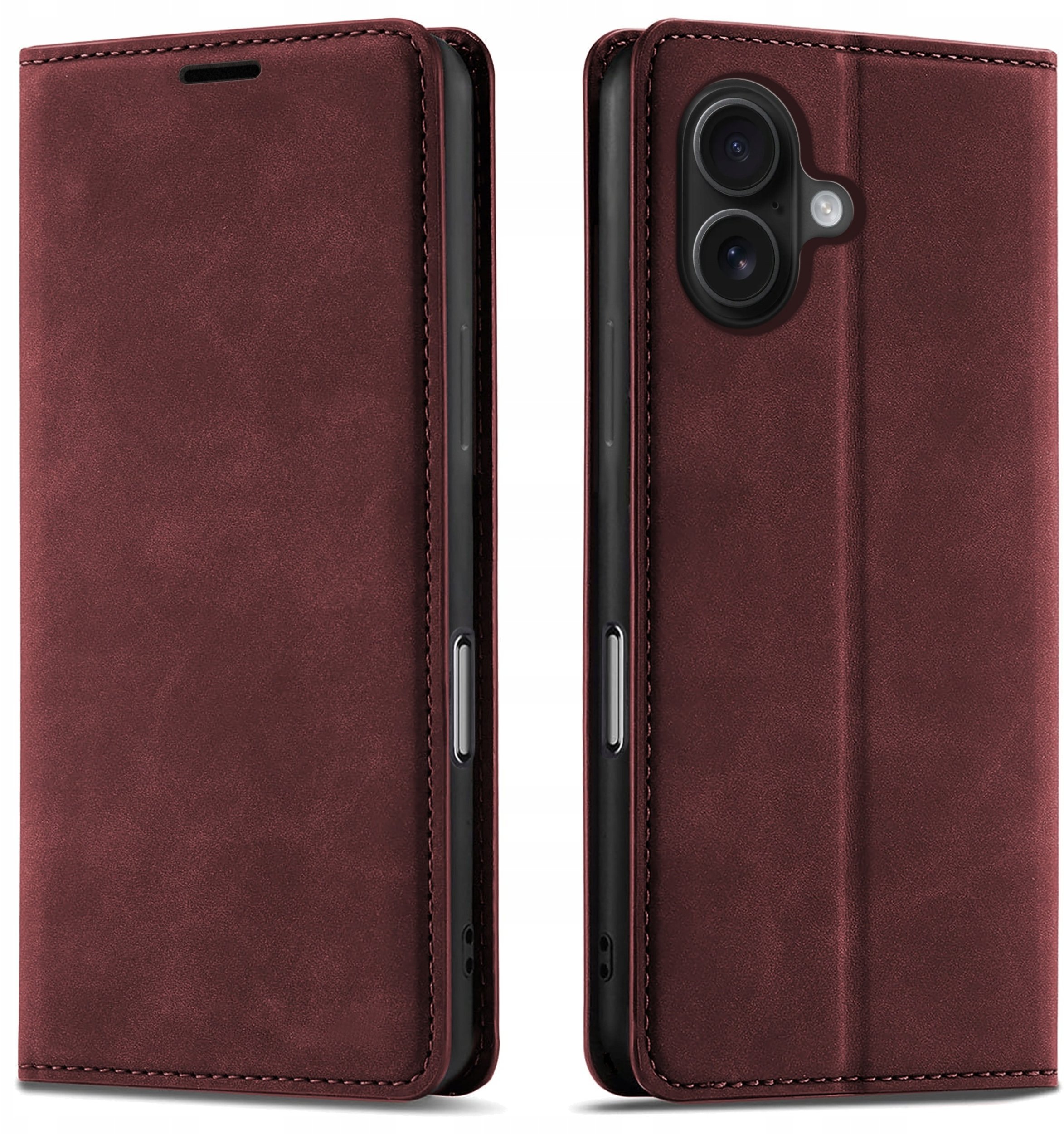 krainaGSM Etui Z Klapką Do Iphone 16 Zamykamne Magnetyczne Skórzane + Szkło 9H