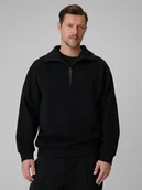 Bluzy męskie - 4F Bluza dresowa regular bez kaptura męska - czarna XXL - miniaturka - grafika 1