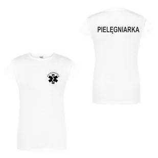 T-shirt -  pielegniarka koszulka medyczna damska biała L - Odzież medyczna - miniaturka - grafika 1
