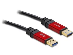 Delock Kabel USB Premium USB-A M/M 1m Czarno-czerwony 82744 - Kable USB - miniaturka - grafika 1