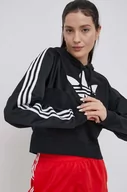 Bluzy damskie - Adidas Originals Originals bluza damska kolor czarny z kapturem z nadrukiem - Originals - miniaturka - grafika 1