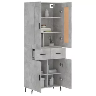 Witrynka, szarość betonu 69,5x34x180 cm materiał drewnopochodny Lumarko! - Witryny - miniaturka - grafika 4