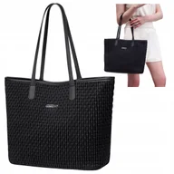Torby i wózki na zakupy - Torba damska shopper czarna elegancka, pojemna 15,6 l, na ramię, modna na co dzień i do pracy. CHANTRIA CB801 Black. - miniaturka - grafika 1