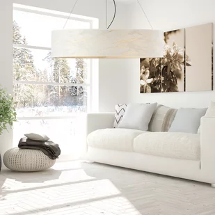Nowoczesny żyrandol z tkaninowym abażurem PORTO MARMUR fi - 100 cm - Lampy sufitowe - miniaturka - grafika 1