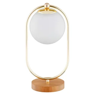 Elegancka, złota lampka na drewnianej podstawie AL 9438 z serii OVAL - Lampy stojące - miniaturka - grafika 1