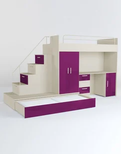 Meblościanka Raj 5 Kaszmir Połysk - pokój dziecięcy, młodzieżowy z materacem i stelażem fiolet - Krzesełka i taborety dla dzieci Meblościanka Raj 5 Kaszmir Połysk - pokój dziecięcy, młodzieżowy z materacem i stelażem fiolet - Krzesełka i taborety dla dzieci - miniaturka - grafika 1