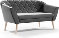 Sofy i kanapy - GUTTO Sofa 2-osobowa welurowa - KARO - szara ława z aksamitu, wysokie drewniane nóżki, sofa w stylu skandynawskim - piękne, nowoczesne pikowanie - miniaturka - grafika 1