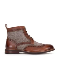 Półbuty męskie - Męskie trzewiki skórzane z perforacjami brązowe - miniaturka - grafika 1