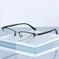 Okulary korekcyjne, oprawki, szkła - Ultralekkie tytanowe okulary zerówki z filtrem Blue Light do komputera Czarny/Grafit TN826A - miniaturka - grafika 1