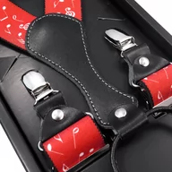 Paski - Czerwone szelki męskie w białe nuty SZ64 - miniaturka - grafika 1