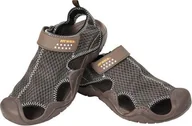 Sandały męskie - Sandały sportowe męskie z przewiewnej siateczki na rzepy brązowe 43 - miniaturka - grafika 1