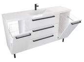 Szafki łazienkowe - Szafka Stojąca Z Umywalką ATH 140 cm K - Biały Mat - Uchwyty Czarne Matowe - miniaturka - grafika 1