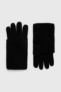 Rękawiczki - AllSaints rękawiczki z domieszką wełny kolor czarny - miniaturka - grafika 1