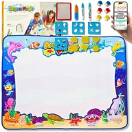 Maty edukacyjne - DUŻA MATA WODNA 100x80 z MAZAKAMI SZABLONAMI i PIECZĄTKAMI – Malowanie Wodą dla Dzieci Bezpieczna Zabawa w Domu PREZENT DLA DZIECI + EBOOK-1 - miniaturka - grafika 1