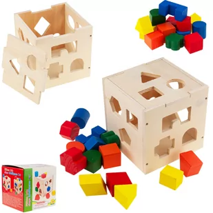 Sorter Drewniany Kostka Edukacyjna Z Klockami - Sortery dla dzieci - miniaturka - grafika 1