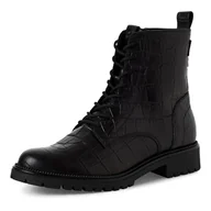 Botki damskie - Tamaris Damskie sztyblety Lace Boot Flat 1-25402-43, Czarny, krokodyl, 40 EU - miniaturka - grafika 1