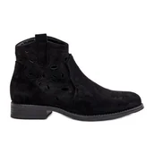 Botki damskie - Botki Damskie Ażurowe Na Zamek Czarne S.Barski HY42-081 - miniaturka - grafika 1