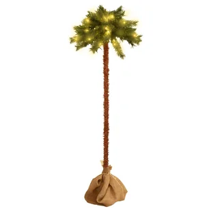 vidaXL Sztuczna palma z lampkami LED, 180 cm - Choinki - miniaturka - grafika 1