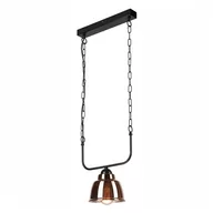 Lampy sufitowe - Czarno-brązowa lampa wisząca ze szklanym kloszem − LAMKUR - miniaturka - grafika 1