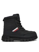 Buty dla chłopców - Tommy Hilfiger Trapery Stripes Fur Boot T3X5-33713-1487 S Czarny - miniaturka - grafika 1