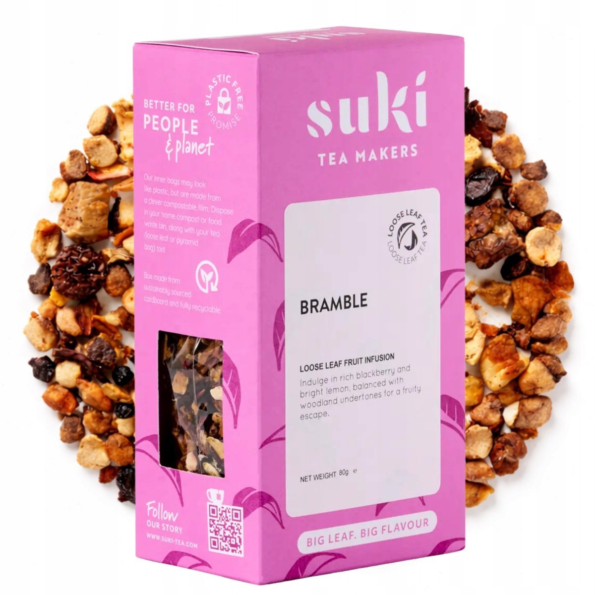 Herbata owocowa leśna jeżyna malina Suki Tea Bramble 80 g bez kofeiny sypana hibiskus porzeczka