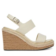 Espadryle damskie - Espadryle Calvin Klein Wedge Sandal 70 - Jacq HW0HW02386 Biały - miniaturka - grafika 1