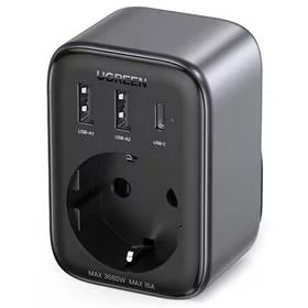 Ładowarka sieciowa UGREEN 1xAC, 2xUSB, 1x USB-C, 30W (90613) Szara - Ładowarki do telefonów - miniaturka - grafika 1