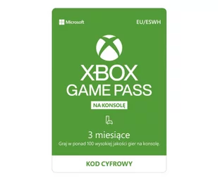 Microsoft Xbox Game Pass 3 miesiące - Kody i doładowania cyfrowe - miniaturka - grafika 1