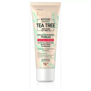 Eveline cosmetics Tea Tree Matujący Podkład Antybakteryjny 01 Porcelain EVEL-1629 - Podkłady do twarzy - miniaturka - grafika 1