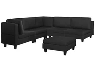 Narożniki - Beliani Sofa narożna tapicerowana czarna z otomaną FEVIK - miniaturka - grafika 1