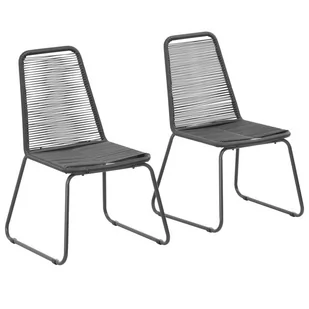 vidaXL Krzesła ogrodowe, 2 szt., polirattan, 54 x 59 x 91 cm, czarne - Fotele i krzesła ogrodowe - miniaturka - grafika 1