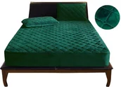 Pokrowce na materace - Pokrowiec Na Materac Ochraniacz Pikowany Welur Plusz Wodoodporny 120X200X30 Cm Butelkowa Zieleń - miniaturka - grafika 1