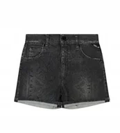 Spodenki męskie - Replay Czarne Krótkie Spodenki Z Delikatnym Nadrukiem Denim 158 Kya - miniaturka - grafika 1