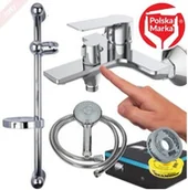 Baterie wannowe i prysznicowe - SOTBE NEA BWO bateria wannowa ścienna z obrotowym przełącznikiem natrysku + drążek prysznicowy 60 cm. - miniaturka - grafika 1