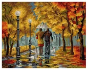 Pasmanteria - Kanwa z nadrukiem deszczowa jesień (6034) - miniaturka - grafika 1