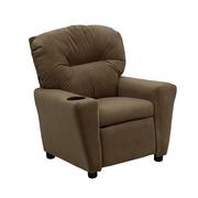 Fotele i pufy dla dzieci - Flash Furniture Współczesny leżak z mikrofibry z uchwytem na kubki, drewno, brązowy, 66,04 x 53,34 x 53,34 cm - miniaturka - grafika 1