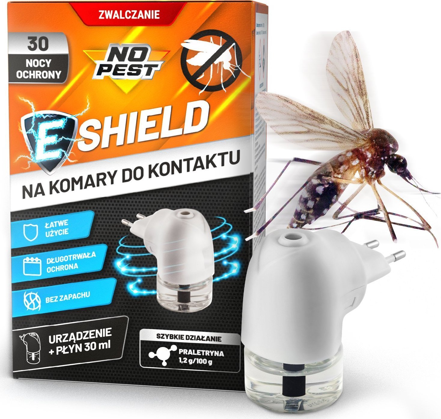 NO PEST Elektro Środek na Komary do Kontaktu E-Shield Urządzenie + Płyn Wkład 30ml
