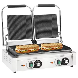 vidaXL Podwójny opiekacz do panini, żebrowany, 3600 W, 58 x 41 x 19 cm vidaXL - Inne urządzenia gastronomiczne - miniaturka - grafika 1