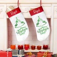 Ozdoby bożonarodzeniowe - SKARPETA na prezenty dekoracja na kominek zielony brokat - miniaturka - grafika 1