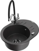 Zlewozmywaki z baterią - Mexen Kevin zlewozmywak granitowy 1-komorowy z baterią kuchenną Duo, czarny nakrapiany - 6517-76-671701-07-B - miniaturka - grafika 1