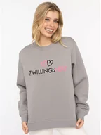 Bluzy damskie - Zwillingsherz Bluza "Zwillingsherz Logo" w kolorze szarym - miniaturka - grafika 1