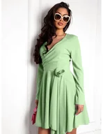 Sukienki - Rozkloszowana sukienka z ozdobnym kwiatem CALISA - miętowa - miniaturka - grafika 1