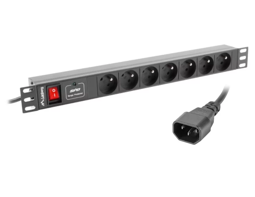 LANBERG Lanberg listwa zasilająca PDU 7 gniazd 2.0m (PDU-07E-0200-IEC-BK)