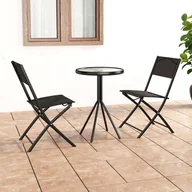 Meble ogrodowe - 3-cz. zestaw mebli bistro, stalowy, czarny - miniaturka - grafika 1
