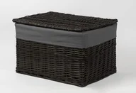 Kosze wiklinowe - CORSAN - Kosz wiklinowy zamykany CZARNY z szarą wyściółką 38x22x22 cm 520D - miniaturka - grafika 1
