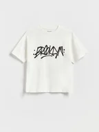 Koszulki dla chłopców - Reserved - Bawełniany t-shirt z nadrukiem - biały - miniaturka - grafika 1