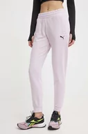 Spodnie damskie - Puma spodnie dresowe bawełniane BETTER ESSENTIALS kolor fioletowy gładkie 675989 - miniaturka - grafika 1